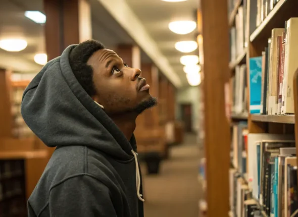 young-black-man-wearing-a-hoodie-looking-at-books-
